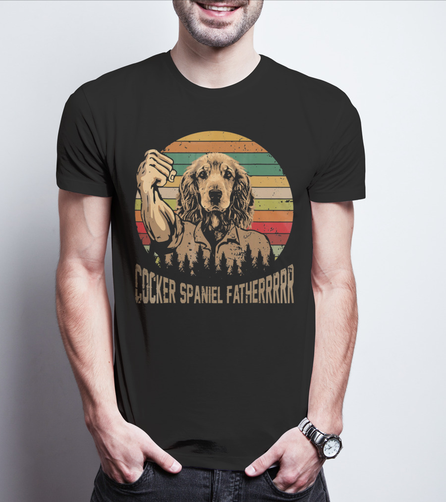 Cocker Spaniel Fatherrrr Retro Dog T-Shirt