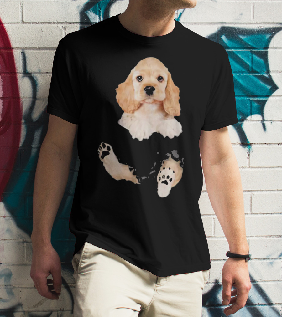 Cocker Spaniel Pocket Dog Lover Puppy Face Paw Prints T-Shirt