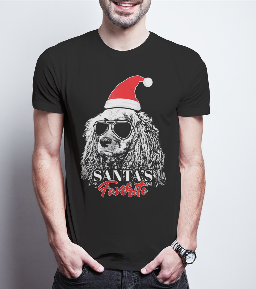 Cocker Spaniel Santa's Favorite Christmas Hat Sunglasses T-Shirt