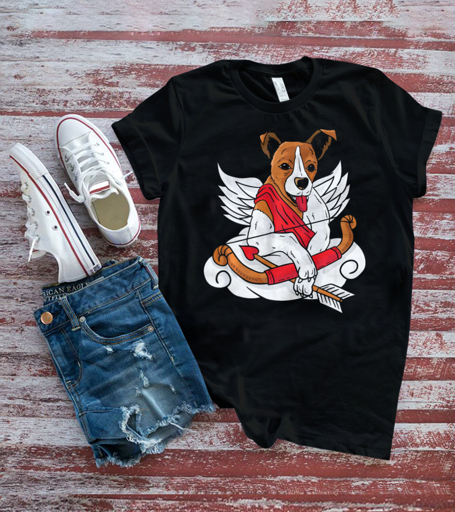 Cupid Jack Russell Terrier With Bow And Arrow For Dog Lovers T-Shirt