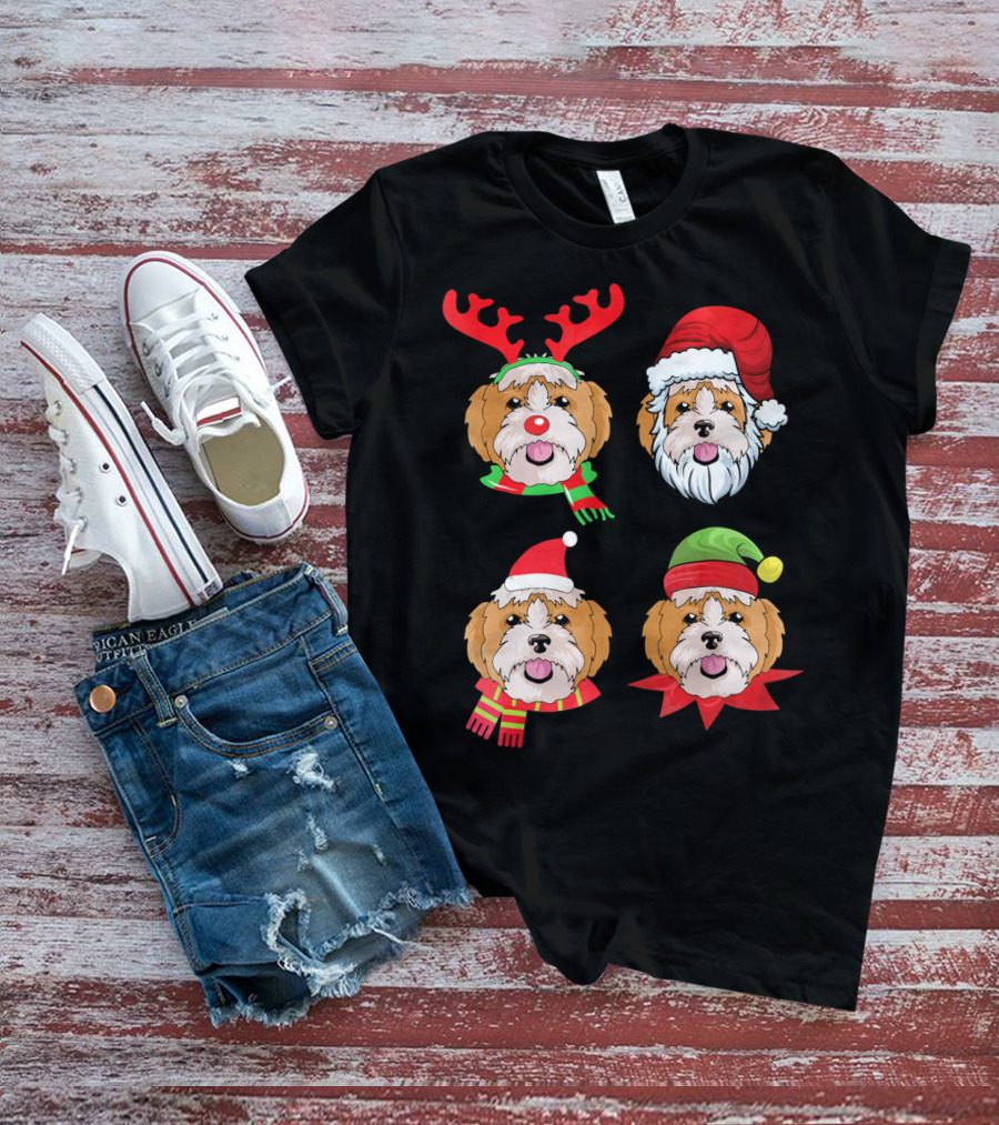 Cute Shih Tzu Christmas Santa Dog Reindeer Holiday Hats T-Shirt