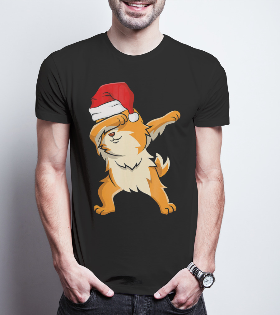 Dabbing Pomeranian With Santa Hat T-Shirt