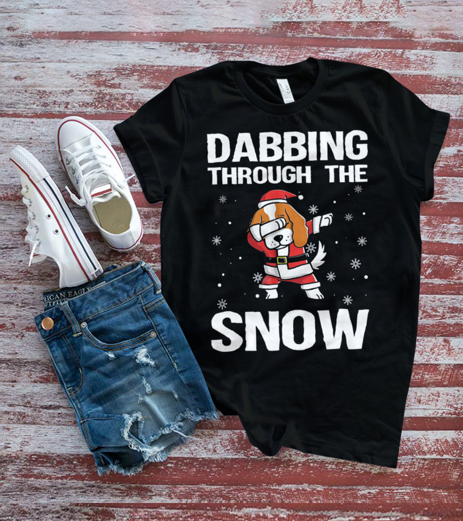 Dabbing Through The Snow Cavalier King Santa Dance T-Shirt