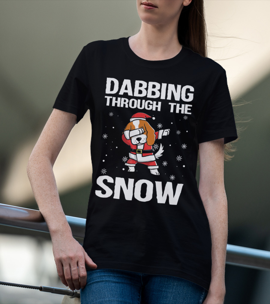 Dabbing Through The Snow Cavalier King Santa Dance T-Shirt