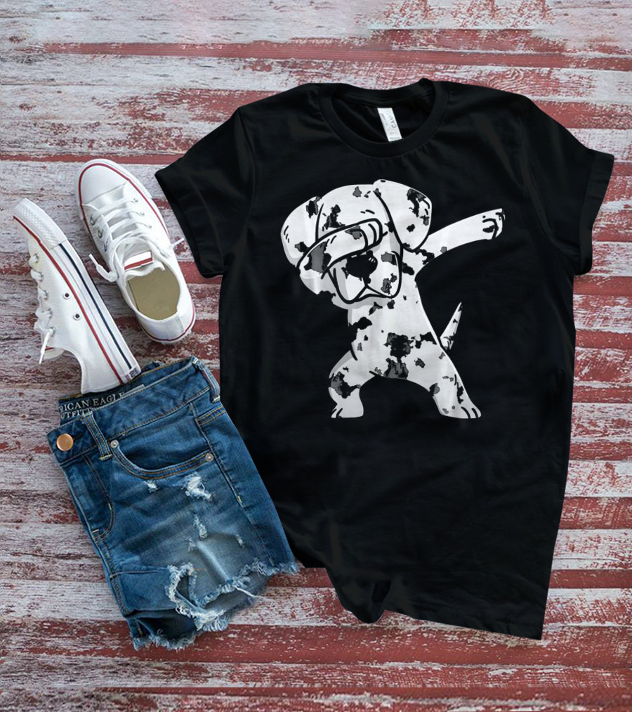 Dabbing White Great Dane Dab Dance Spotted Dog T-Shirt