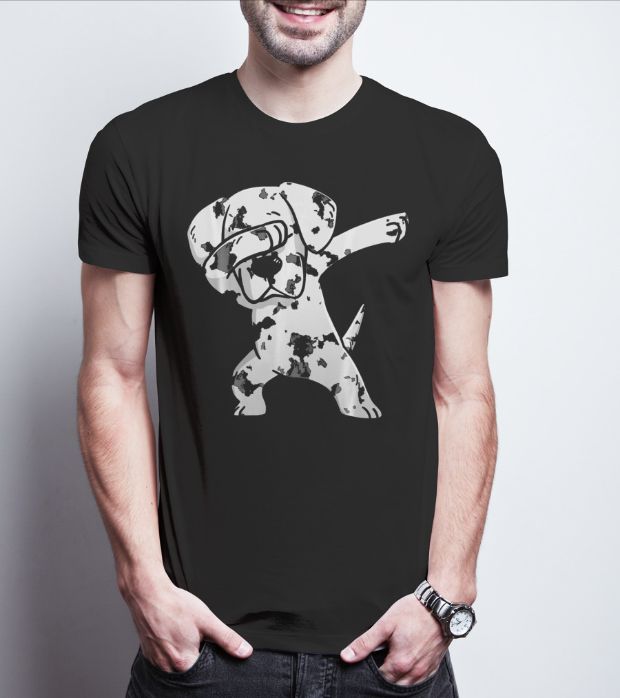 Dabbing White Great Dane Dab Dance Spotted Dog T-Shirt