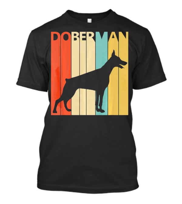 Doberman Vintage Silhouette Stripes For Dog Dad T-Shirt