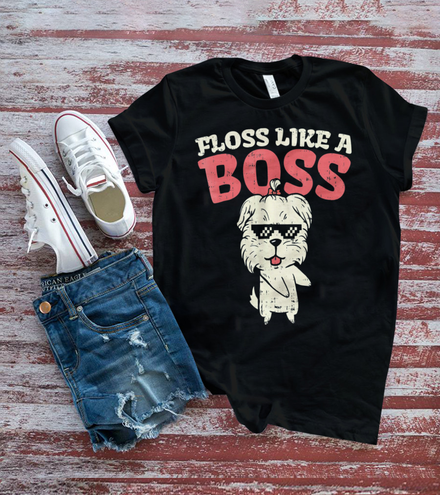 Floss Like A Boss Dance Flossing Shih Tzu With Sunglasses T-Shirt