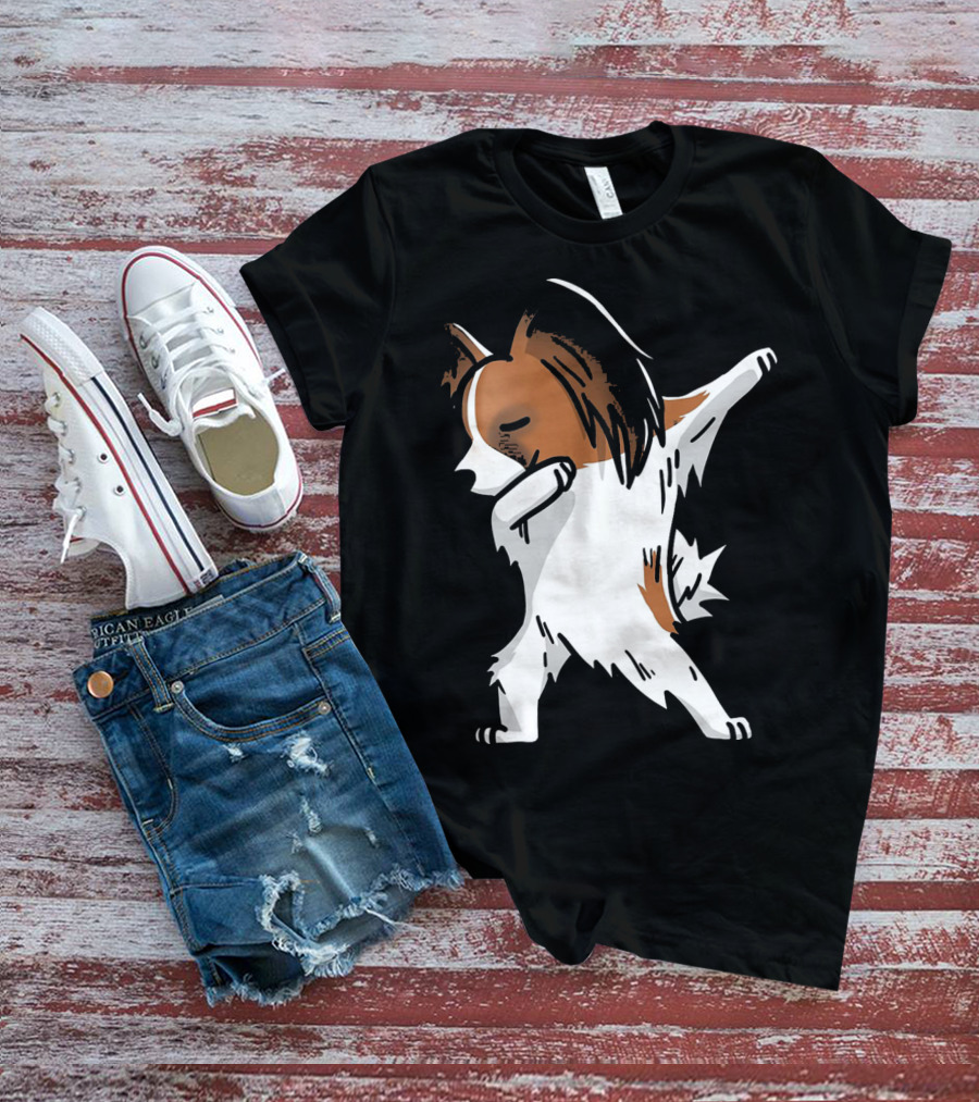 Funny Dancing Papillon Dog Birthday Celebration Party T-Shirt