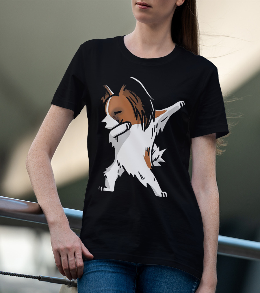 Funny Dancing Papillon Dog Birthday Celebration Party T-Shirt