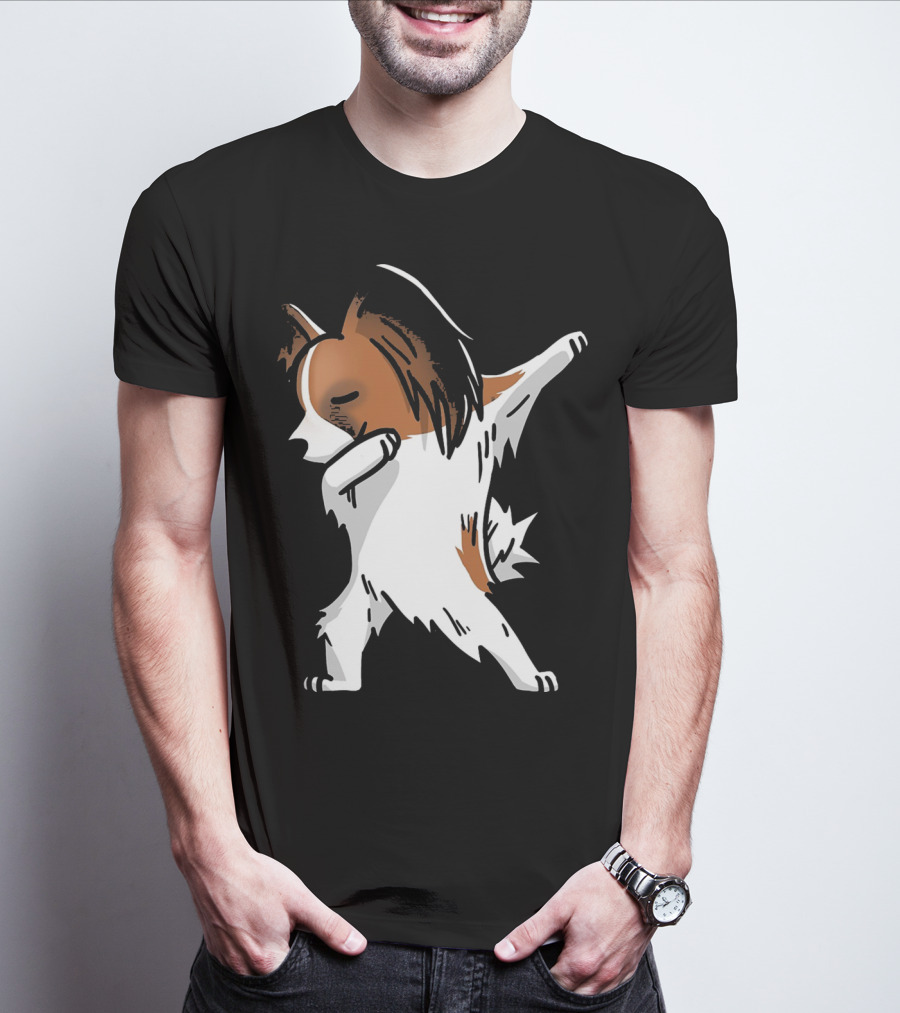 Funny Dancing Papillon Dog Birthday Celebration Party T-Shirt