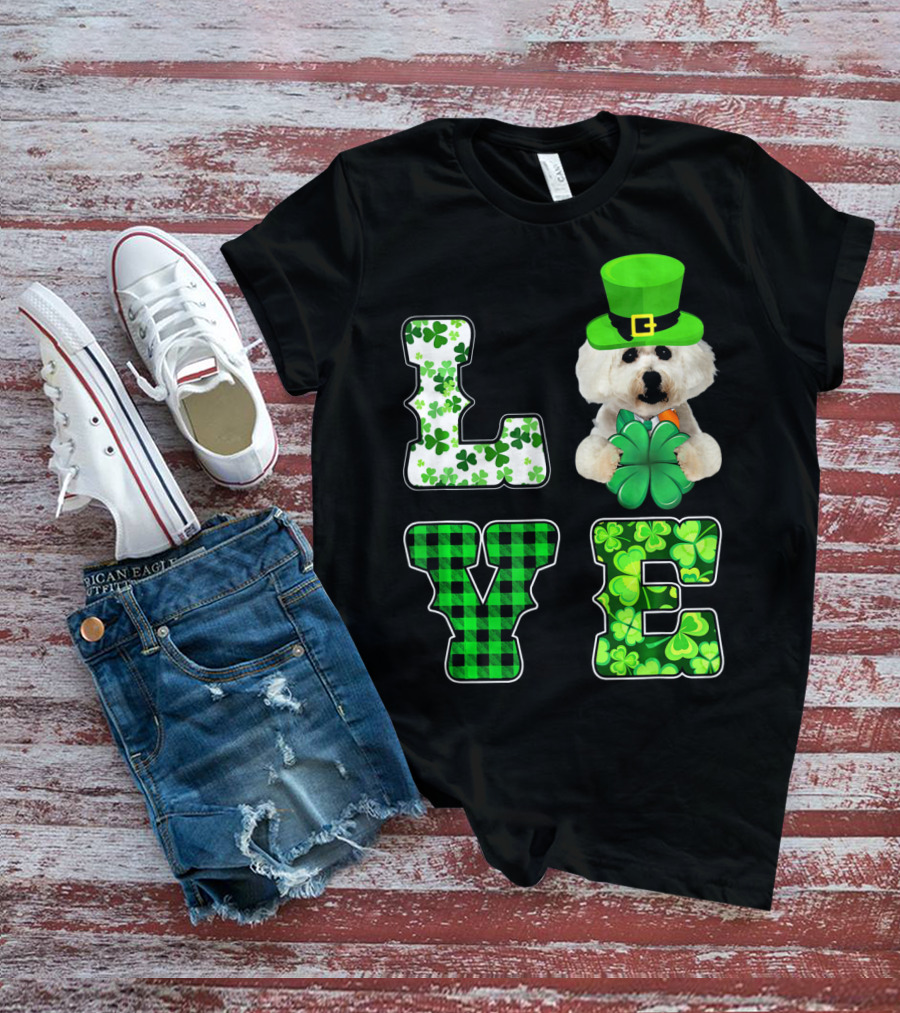 Funny St Patricks Day Maltese Love Shamrock Clovers T-Shirt