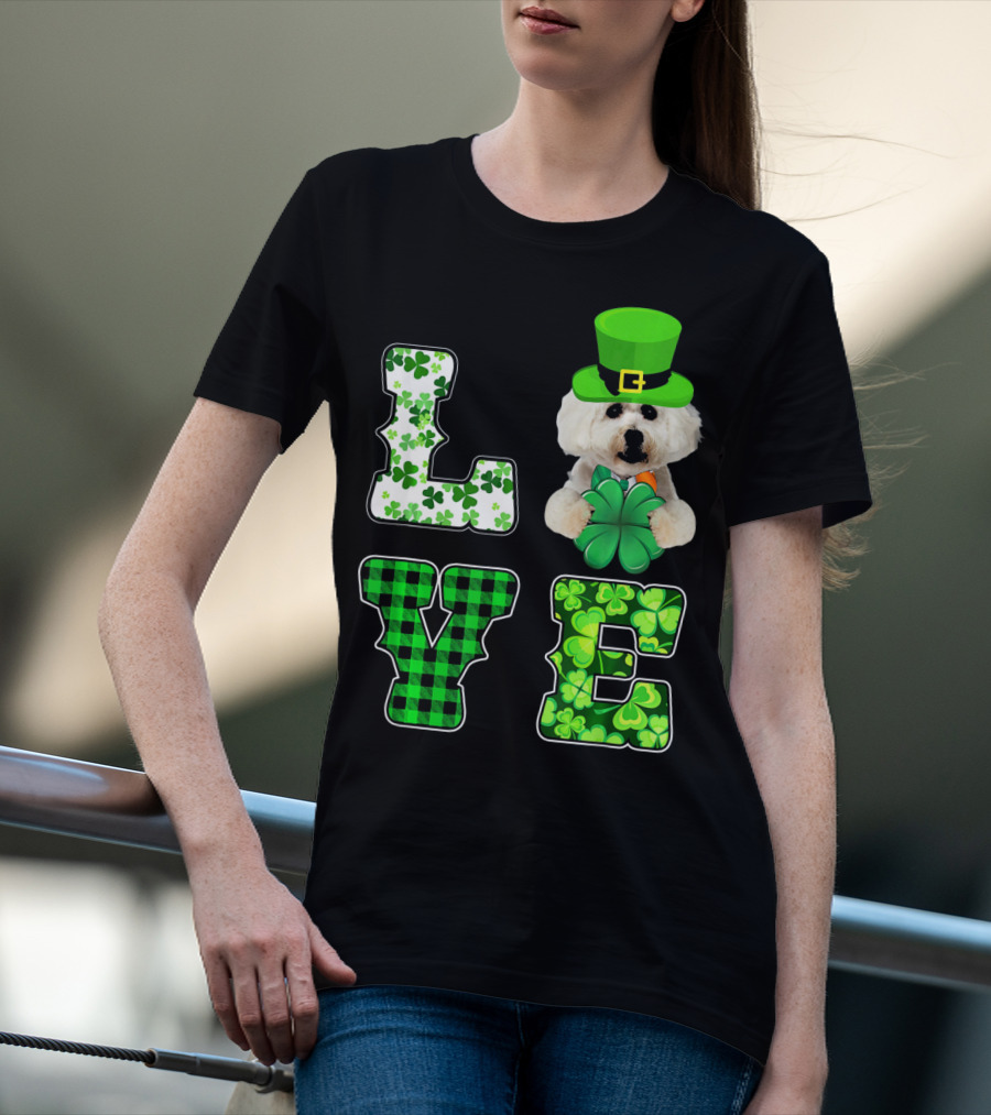 Funny St Patricks Day Maltese Love Shamrock Clovers T-Shirt