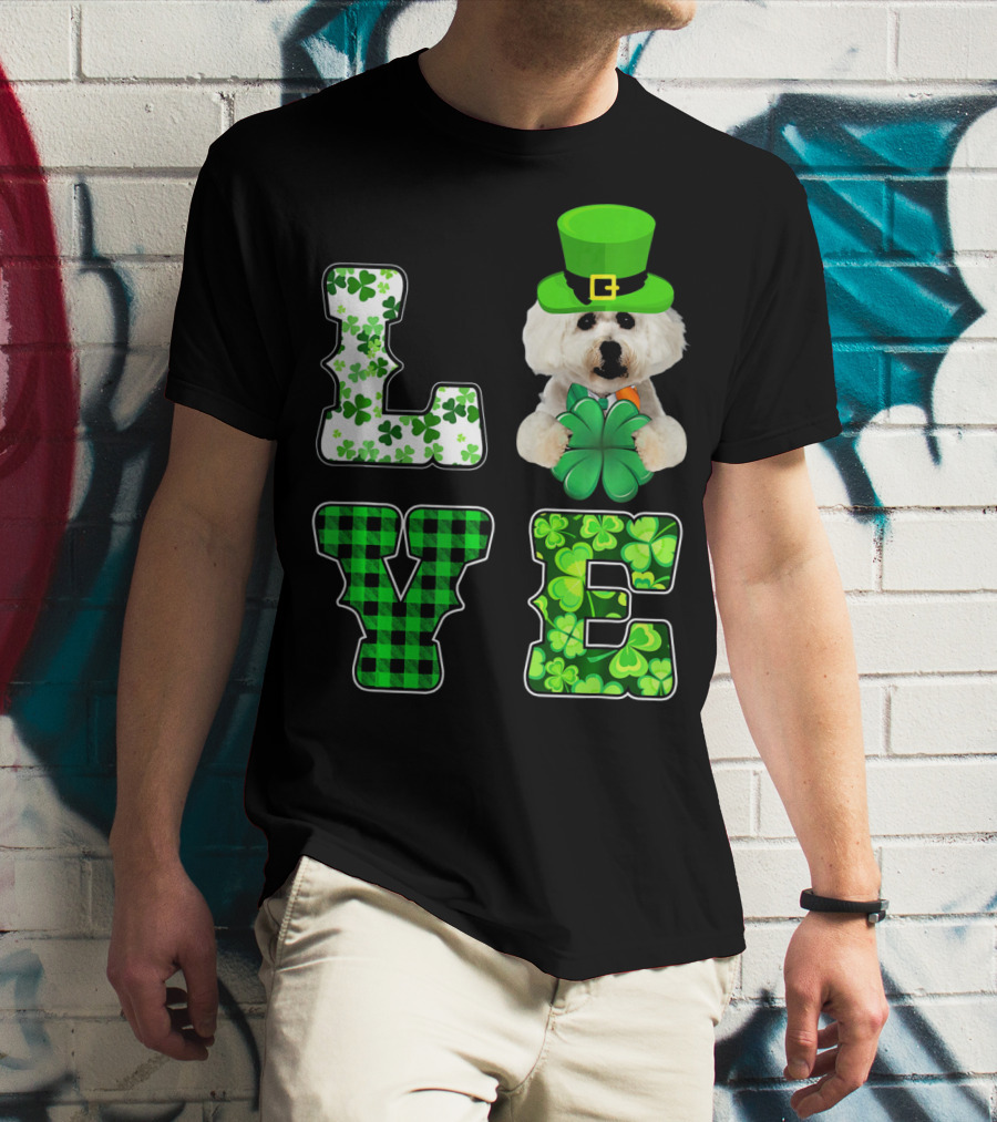 Funny St Patricks Day Maltese Love Shamrock Clovers T-Shirt