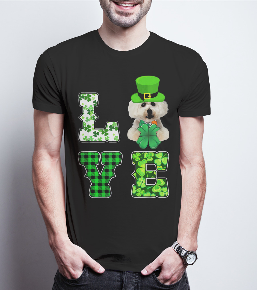 Funny St Patricks Day Maltese Love Shamrock Clovers T-Shirt