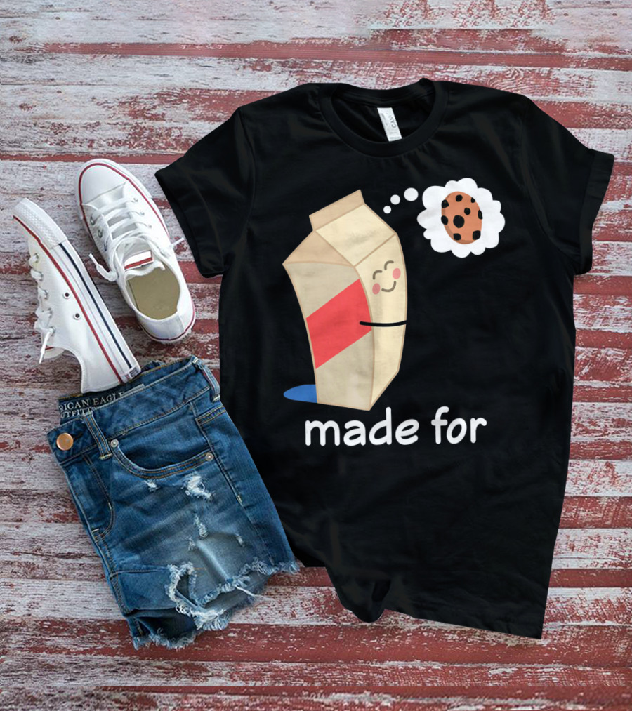 Couples Valentines Day Matching Made For Milk And Cookie T-Shirt
