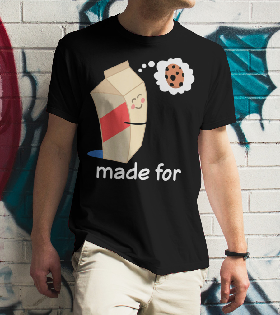 Couples Valentines Day Matching Made For Milk And Cookie T-Shirt