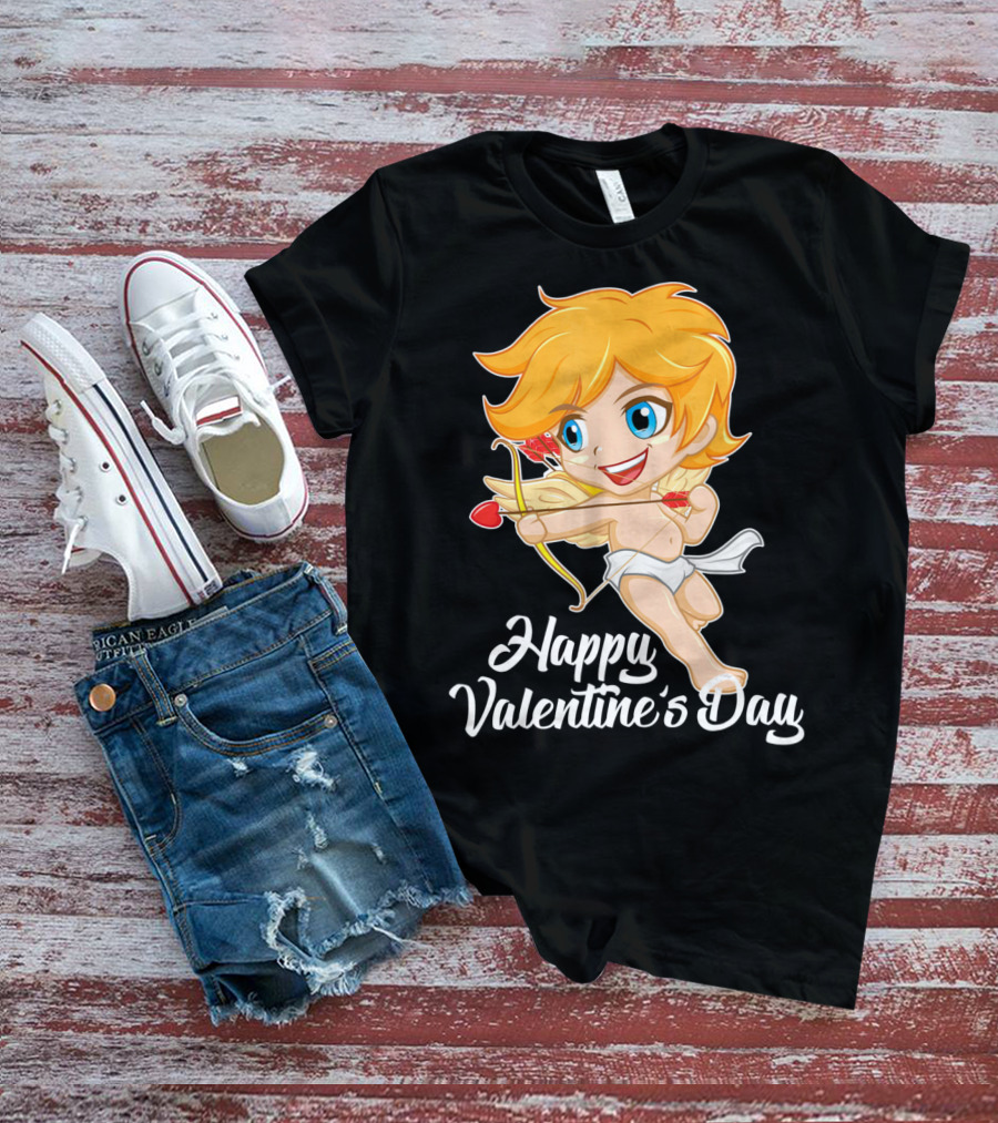 Happy Valentine's Day Cupid Bow And Heart Arrow T-Shirt