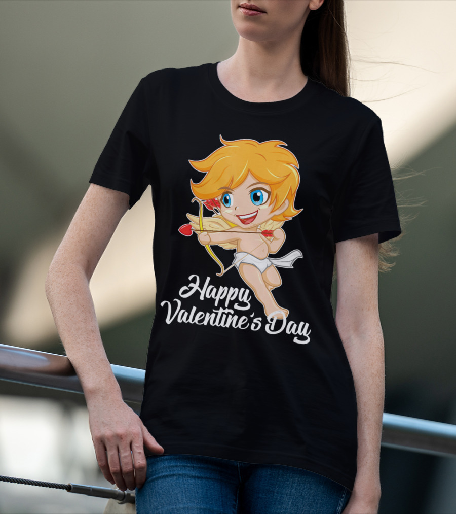 Happy Valentine's Day Cupid Bow And Heart Arrow T-Shirt