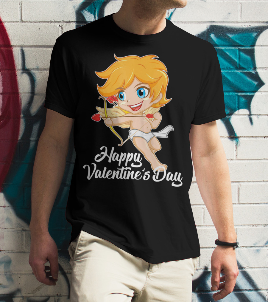 Happy Valentine's Day Cupid Bow And Heart Arrow T-Shirt