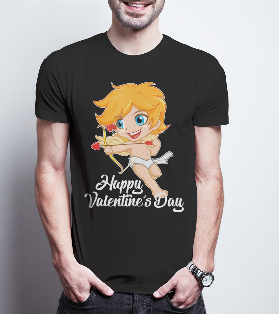 Happy Valentine's Day Cupid Bow And Heart Arrow T-Shirt