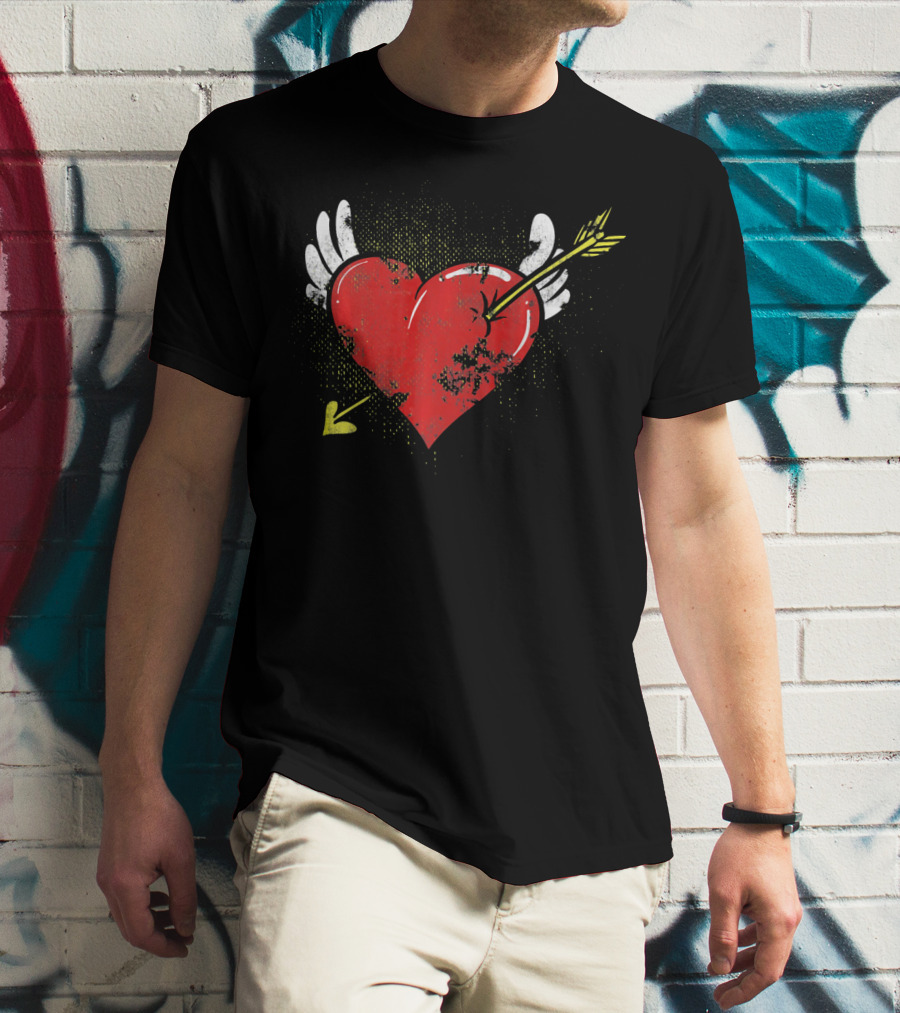 Cupid Valentine Heart With Arrow And Wings Matching Coup T-Shirt