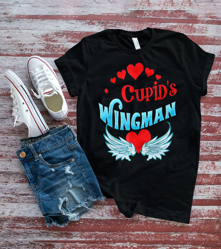 Cupid's Wingman Valentine's Hearts And Wings T-Shirt