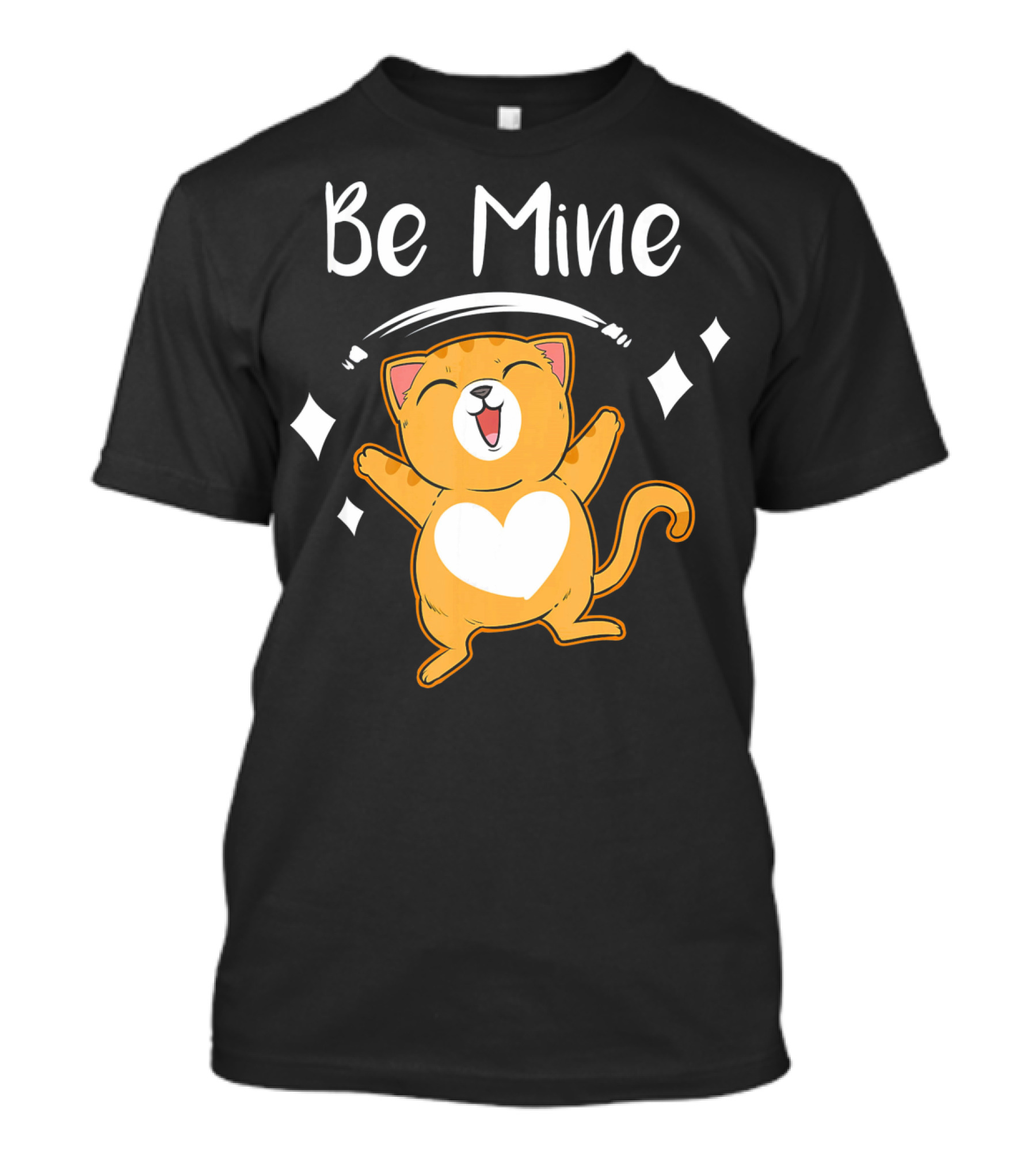 Be Mine Cute Valentine Cat With Heart T-Shirt