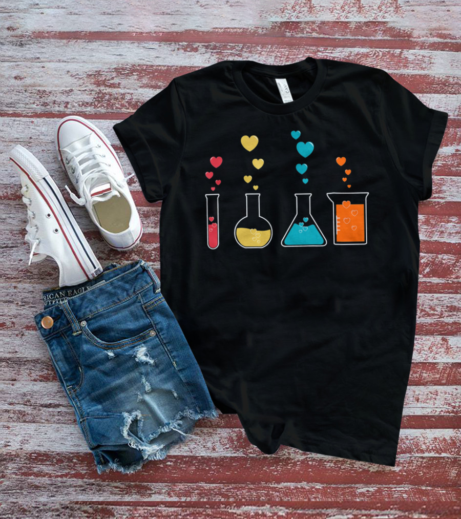 Chemistry Beaker Hearts Science Valentines T-Shirt