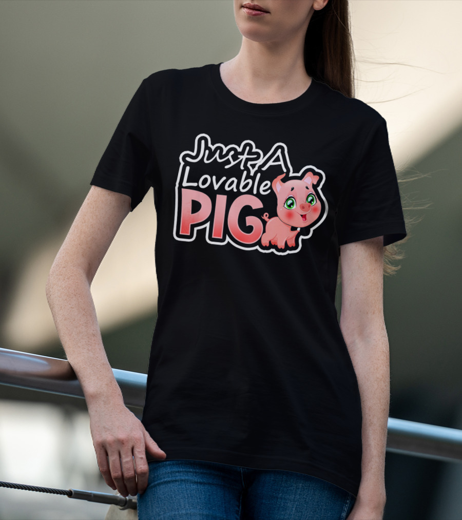 Just A Lovable Pig Cute Couple Valentines Day T-Shirt