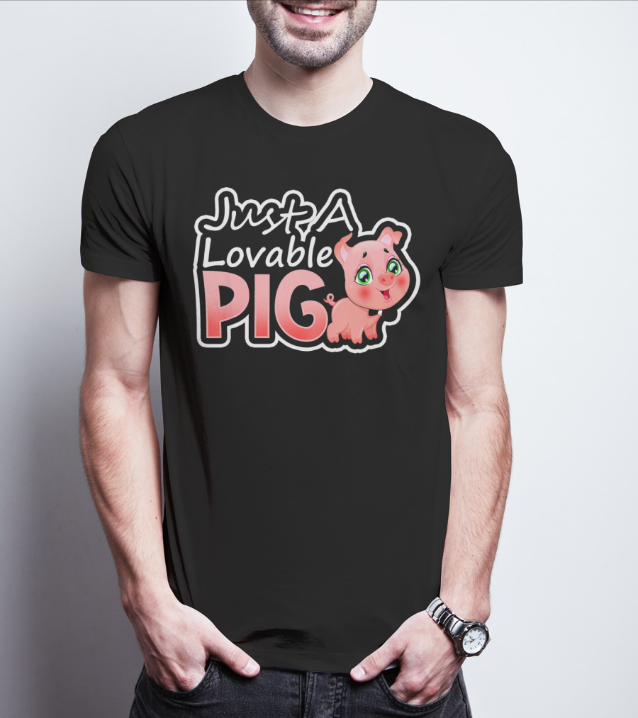 Just A Lovable Pig Cute Couple Valentines Day T-Shirt