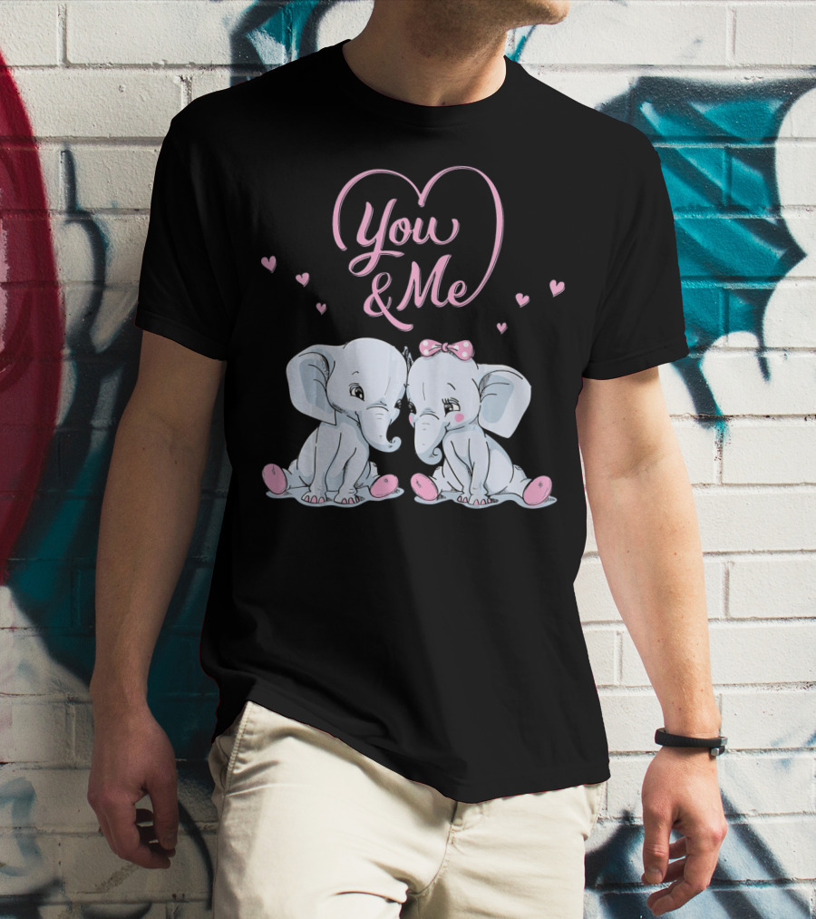 You And Me Cute Couple Elephants In Love Valentines T-Shirt