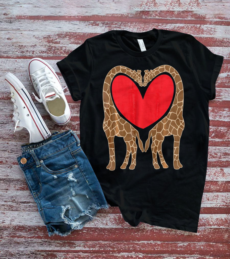 Cute Giraffe Heart Shape Valentine Fun T-Shirt
