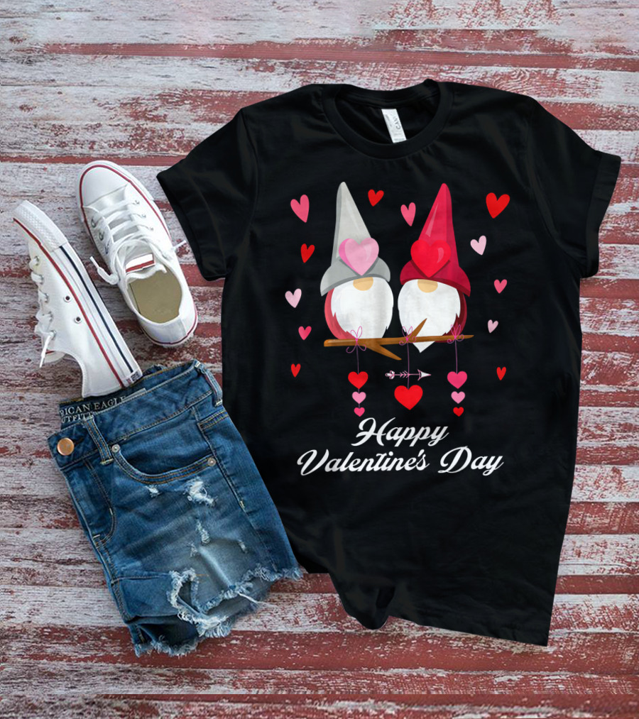 Happy Valentine's Day Cute Gnomes Hearts T-Shirt