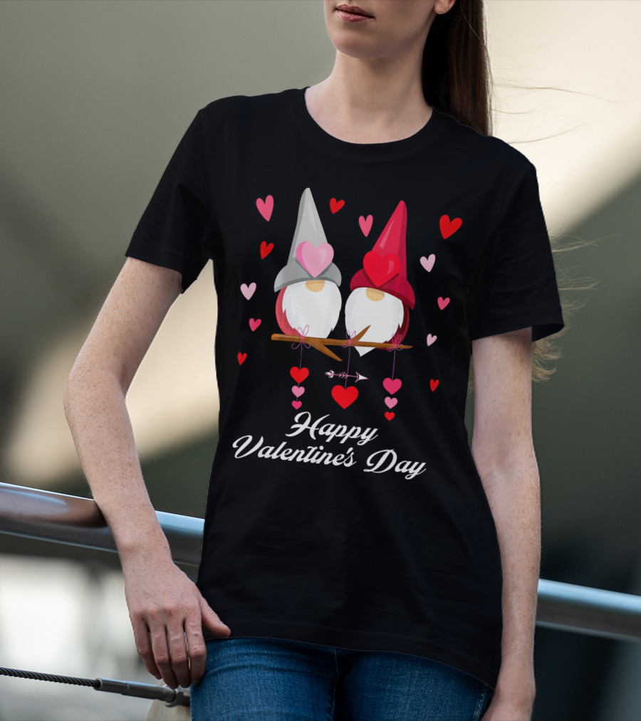 Happy Valentine's Day Cute Gnomes Hearts T-Shirt