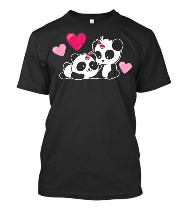 Cute Pandicorn Valentines Day Adorable Pandas With Hearts T-Shirt
