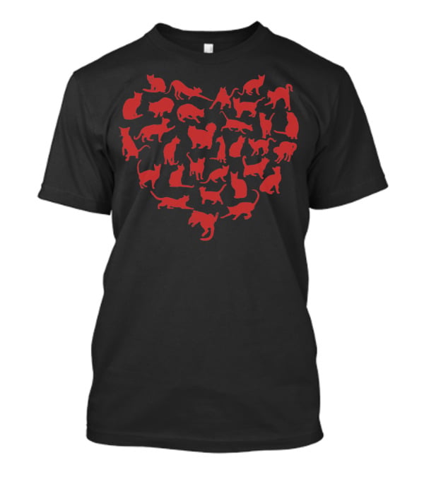 Cute Valentines Day Cats In A Heart Shape T-Shirt