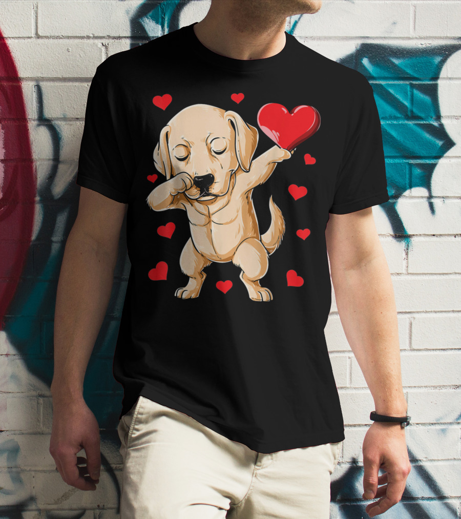 Dabbing Labrador Valentine's Day Heart Dance T-Shirt