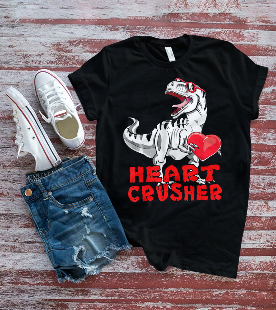 Dinosaur Valentines Day Heart Crusher T-Shirt