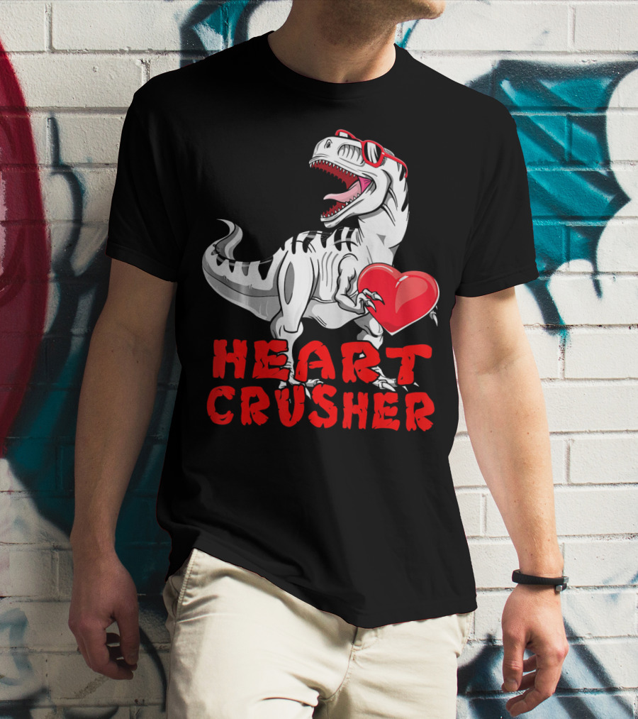 Dinosaur Valentines Day Heart Crusher T-Shirt