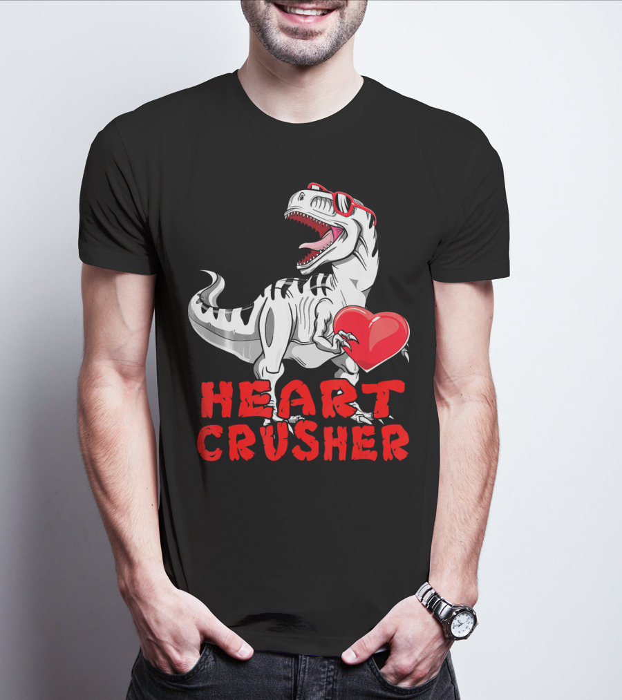 Dinosaur Valentines Day Heart Crusher T-Shirt