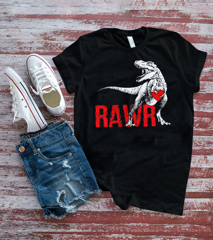 RAWR Dinosaur Valentine Heart T-Shirt