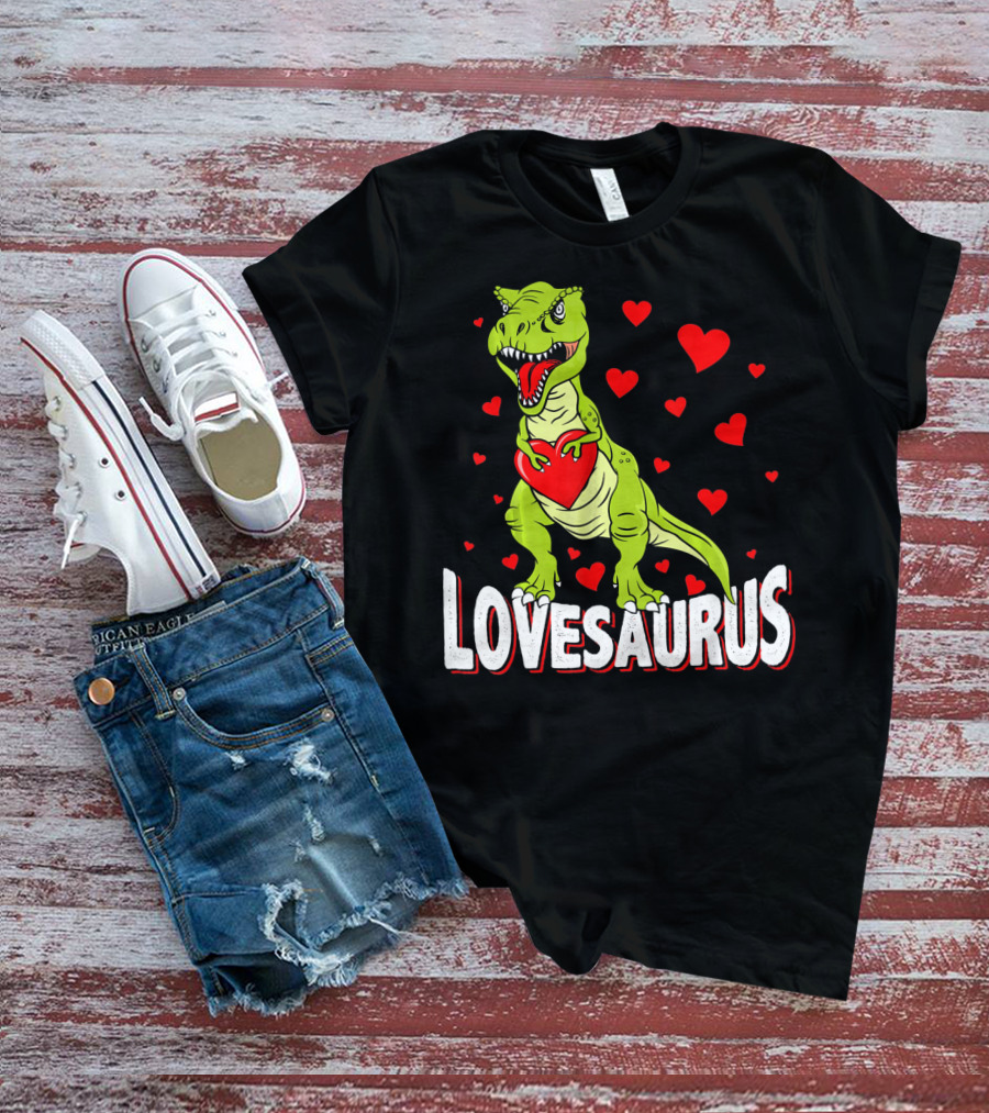 Lovesaurus Dinosaur Valentine Day Hearts T-Shirt