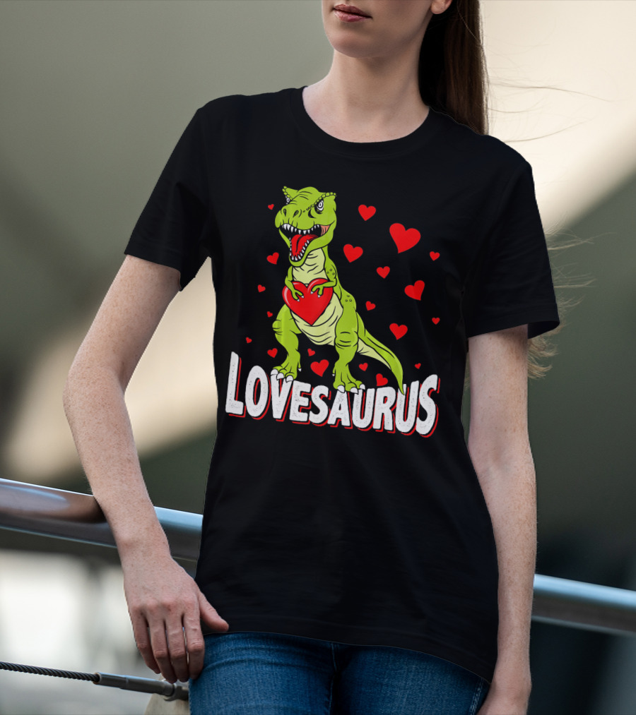 Lovesaurus Dinosaur Valentine Day Hearts T-Shirt