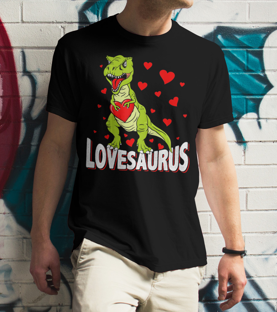 Lovesaurus Dinosaur Valentine Day Hearts T-Shirt