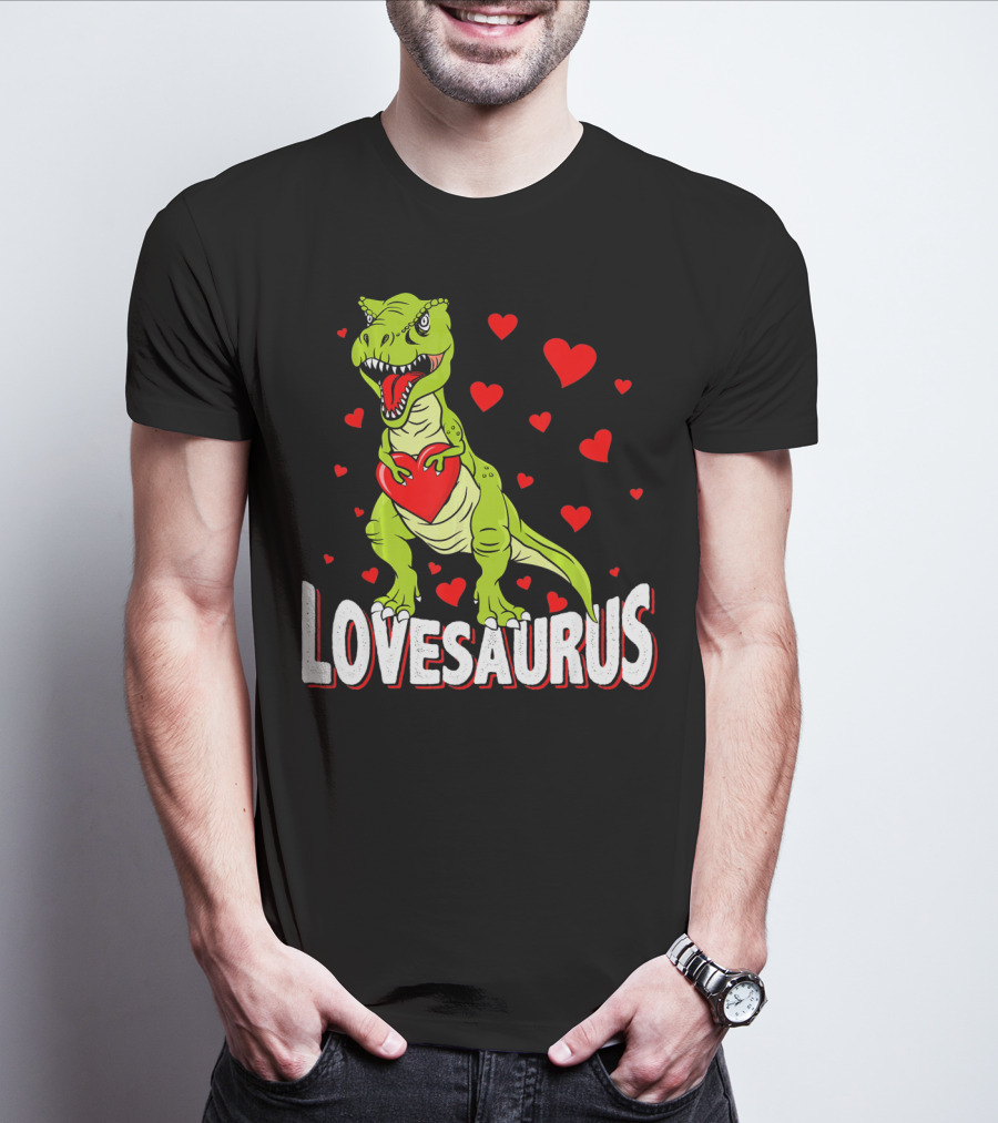 Lovesaurus Dinosaur Valentine Day Hearts T-Shirt