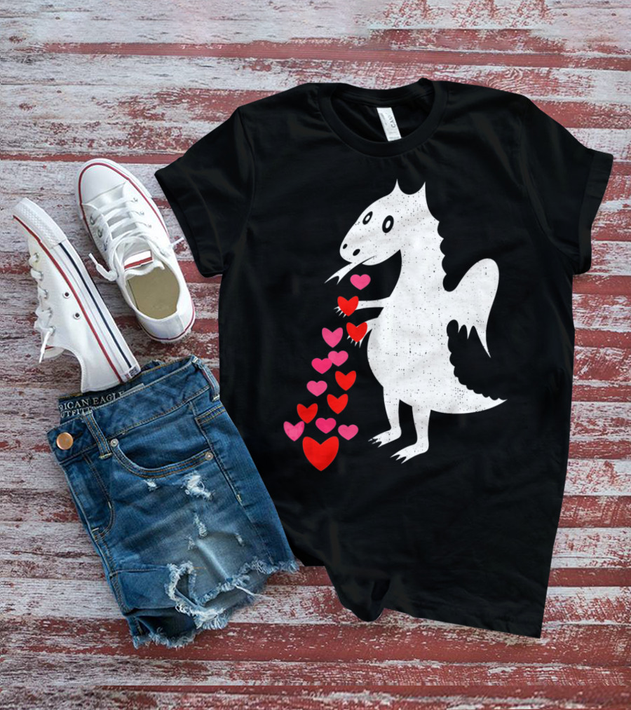 Dragon Spitting Love Hearts Anti Valentine's Day T-Shirt
