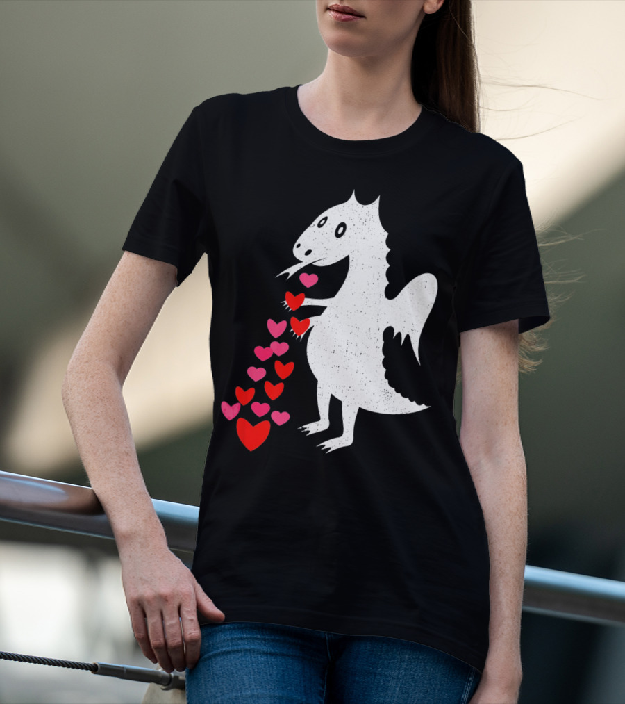 Dragon Spitting Love Hearts Anti Valentine's Day T-Shirt