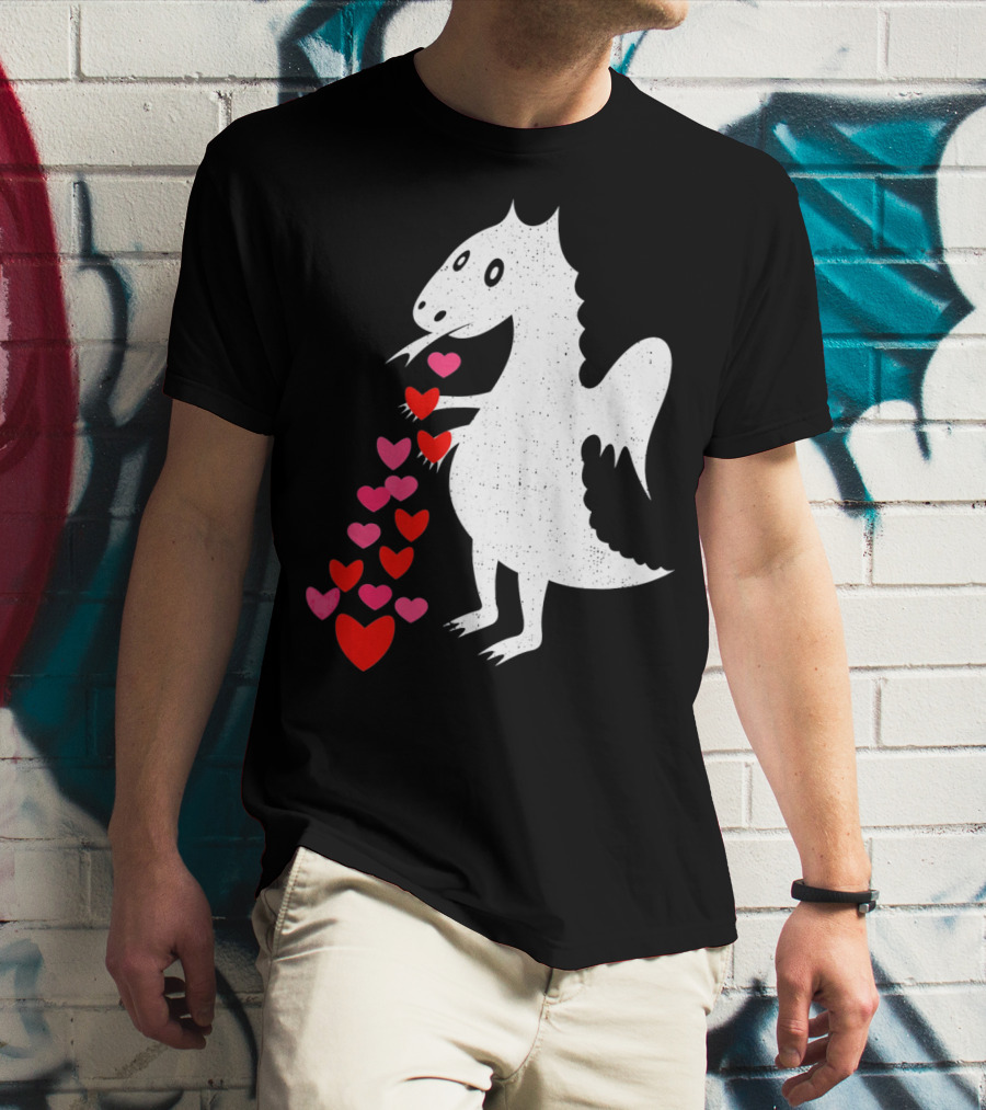Dragon Spitting Love Hearts Anti Valentine's Day T-Shirt