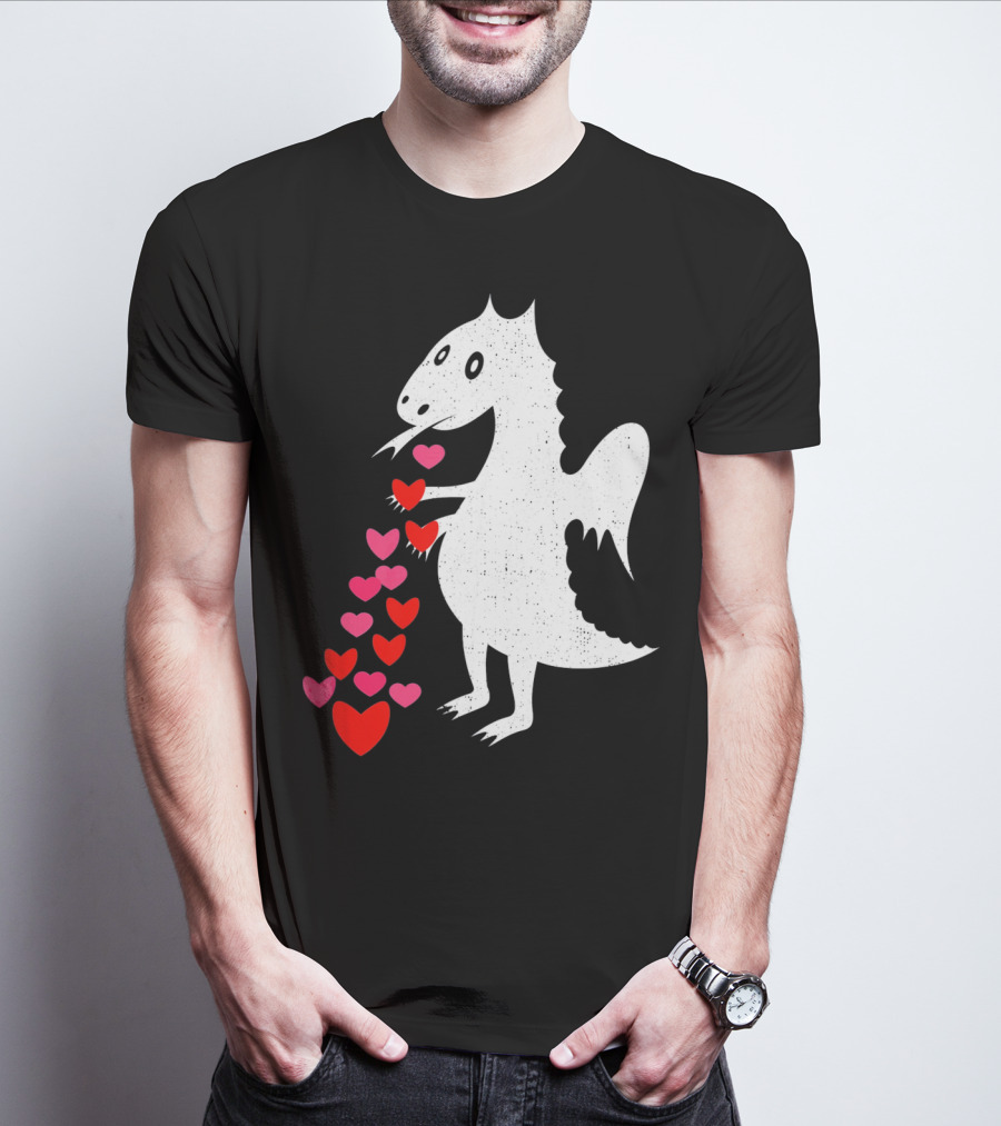 Dragon Spitting Love Hearts Anti Valentine's Day T-Shirt